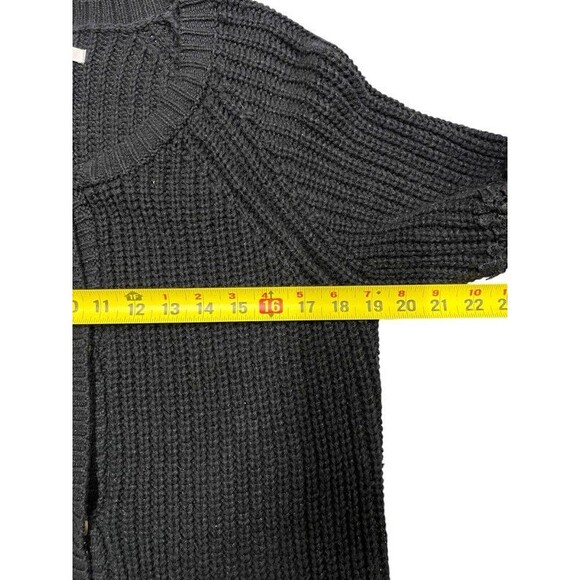 Lauren Conrad Black Crochet Sleeve Snap Front Cardigan Sweater Womens Large - Picture 12 of 12